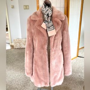 💗HP!💗Bardot Blush Pink Faux Fur Coat Jacket